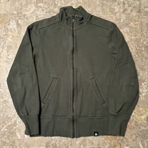 American Giant Jacket Mens Small Green Full Zip Mock Neck Knit Sweater Moto
